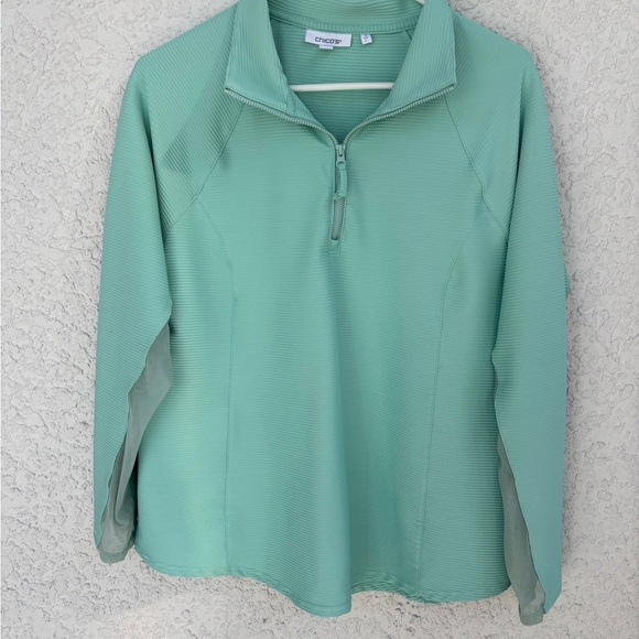 Chico's Tops - Mint Green Quarter-Zip Pullover‎